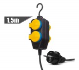 Delight Kültéri elosztó fedéllel - 1,5 m - 4 x 230V - 3 x 1,5 mm2, gumi  - IP44