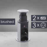 Delight Rejtett elosztó 3-as + 2 USB szálcsiszolt