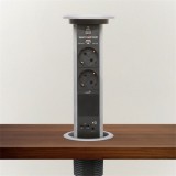 DELIGHT Rejtett motoros hálózati elosztó 3-as + USB,bluetooth-os, fekete (20450BS)