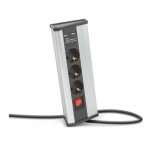 Delight Sarokelosztó - kapcsolós - 3 x 250V, 16A - 2 x USB, 2,1A - alumínium ház