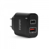 Delight USB QuickCharge 3.0 + Type C Adapter Black 55047BK