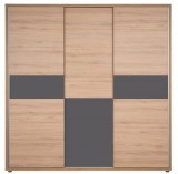 Délity Bútor JOY J1-A tolóajtós gardróbszekrény - spanyol tölgy / fényes antracit