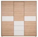 Délity Bútor JOY J1-A tolóajtós gardróbszekrény - spanyol tölgy / fényes fehér