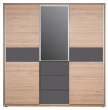 Délity Bútor JOY J1-T tolóajtós gardróbszekrény - spanyol tölgy / fényes antracit