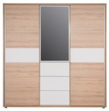 Délity Bútor JOY J1-T tolóajtós gardróbszekrény - spanyol tölgy / fényes fehér