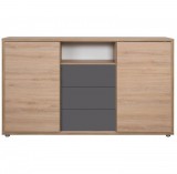 Délity Bútor JOY J3 tolóajtós komód - spanyol tölgy / fényes antracit