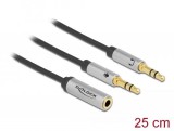 Delock 1 x 3,5 mm-es 4-t&#369;s anya sztereo jack - 2 x 3,5 mm-es 3-t&#369;s apa sztereo jack headset adapter (66740) dl66740