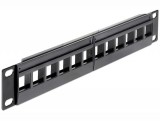 Delock 10” hálózati szekrényekhez Keystone Patch Panel 12 portos, 1U fekete (43259)