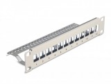 Delock 10 Keystone patch panel 12 porttal és tehermentesítővel 1U szürke