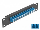 Delock 10 üvegszálas patch panel 12 portos LC Duplex kék 1U fekete