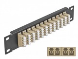 Delock 10 üvegszálas patch panel 12 portos LC Quad bézs 1U fekete