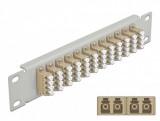 Delock 10 üvegszálas patch panel 12 portos LC Quad bézs 1U szürke