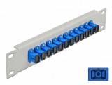 Delock 10 üvegszálas patch panel 12 portos SC Simplex kék 1U szürke