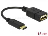 Delock 15cm USB Type-C 2.0 apa - USB 2.0 A típusú anya fekete adatkábel (DL65579)