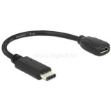 Delock 15cm USB Type-C 2.0 apa - USB 2.0 micro-B típusú anya fekete adatkábel (DL65578)