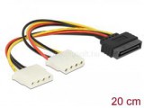 Delock 15pin SATA apa - 2 x 4pin Molex anya hálózati kábel - 0,2m (DL65159)