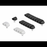 Delock 18400 trapéz alakú 10db-os öntapadós fekete-fehér kábeltartó készlet (18400)