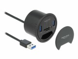 Delock 2 portos asztali hub 2 x superspeed usb type-a és kártyaolvasó sd és micro számára