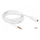 Delock 3,5 mm jack hosszabbító kábel (4 pin, fehér, 3 m)