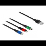 Delock 3 az 1-ben Lightning,  Micro USB- és USB Type-C, USB töltő kábel (87277) (DE87277) - Adatkábel
