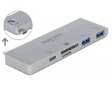 DeLock 3 Port Hub and 2 Slot Card Reader for MacBook with PD 3.0 and retractable USB Type-C Connection 64078