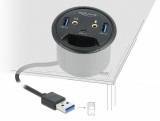 Delock 3 portos asztalba építhető USB hub 1 x USB Type-C és 2 x A-típusú USB, valamint HD-Audio por (62794)