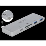 Delock 3 portos elosztó és 2 bemenetes kártyaolvasó MacBook-hoz 3.0 PD-vel és mozgatható (behúzható)