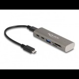 Delock 3 portos USB 10 Gbps hub beépített SD és Micro SD kártyaolvasóval, valamint USB Type-C csatlakoztatóval (64236) (64236)