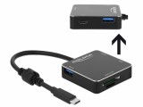 Delock 3 portos, USB 3.1 Gen 1 elosztó USB Type-C kapcsolattal és SD + Micro SD Slottal