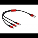 Delock 3az1-ben Lightning-, Micro USB- és USB Type-C töltőkábel 30cm (85891) (dl85891)