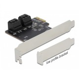 Delock 4 portos SATA PCI Express x1 Kártya - alacsony profilú formatényező