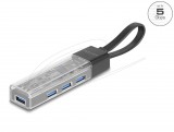 Delock 4 portos USB Hub 5 Gbps A-típusú USB vagy USB Type-C porttal átlátszó házban