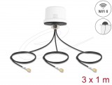 Delock 4G MIMO két sávos, kültéri, fehér WiFi 6 antenna 3 db. SMA apa ULA100, 1 m hosszú, csavarmenetes