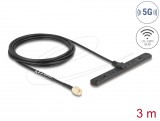 Delock 5G LTE antenna SMA-dugó 3 dBi mindenirányú RG-174-es csatlakozó kábellel biztosított, 3 m öntapadós csatlakozás kültéri, fekete színű