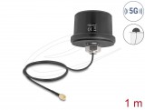 Delock 5G LTE GNSS WiFi 6 antenna SMA-dugó 1,9 - 3,3 dBi irányítatlan, csatlakozókábellel ULA100 1 m, tetőre szerelhető, kültéri, fekete