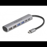 Delock 6 portos USB hub 4 x A-típusú USB anyával és 2 x USB Type-C anya csatlakozóval (64232) (64232)