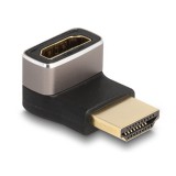 Delock 60085 HDMI adapter apa - anya 90 lefelé néző csatlakozódugóval 8K 60 Hz szürke fém