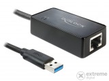 Delock 62121 USB adapter 3.0-Gigabit LAN 10/100/1000 Mb/s, telepítő CD-vel, fekete