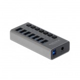Delock 63669 7-portos USB3.0 hub szürke (külön kapcsolható) (63669)