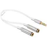 DeLOCK 65355 audio kábel 0,25 M 3.5mm 2 x 3.5mm Ezüst, Fehér