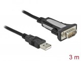 DeLOCK 65962 soros kábel Fekete 3 M USB A típus DB-9