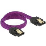 Delock 83690 6 Gb/s 30 cm egyenes/ egyenes (fémlappal) metál lila prémium SATA összekötő kábel (DL83690)