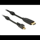 Delock 83731 mini DisplayPort 1.2-dugós csatlakozó csavarral > HDMI-csatlakozódugó 4K aktív kábel, fekete, 3 m (DL83731)