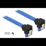 Delock 85096 SATA-kábel 6 Gb/s lefelé ívelt, fém rögzítő, kék, 30cm (85096) - SATA kábelek