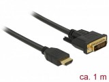 Delock 85652 HDMI male to DVI 24+1 male kétirányú kábel, 1m