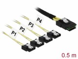 DeLOCK 85800 soros kábel Fekete 0,5 M Mini SAS SFF-8087 4x SATA 7pin