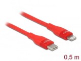 Delock 86633 USB-C - Lightning adat- és töltőkábel 0,5m piros