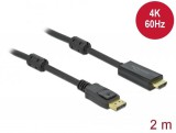 DeLock Active DisplayPort 1.2 to HDMI Cable 4K 60Hz 2m Black 85956