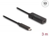DeLock Active USB 10 Gbps extension cable USB Type-C 3m Black 80027