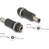 Delock Adapter, DC 5,5 x 2,1 mm-csatlakozóhüvely, DC 5,5 x 2,5 mm méretű apa